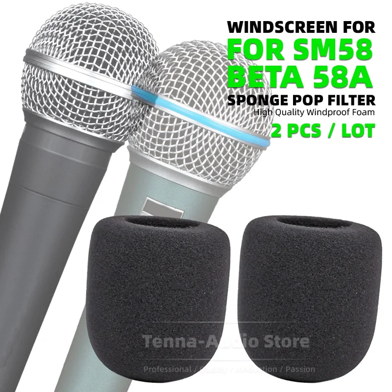 2 Pz Parabrezza Filtro Pop Mic Proteggere Schiuma Per Shure Sm58 Sm 58 Beta58A Beta 58A Antivento Microfono Parabrezza Spugna Scudo