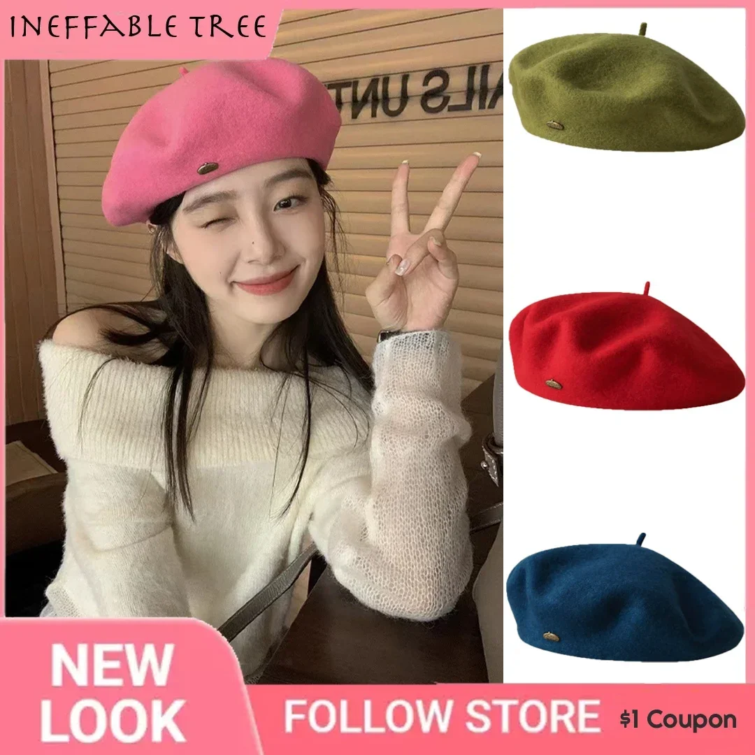 

French Artist Mushroom Beret Hats for Woman Female Vintage Berets Warm Beret Takes A Flat Wool Beanie Cap Head Wear Gorras Boina