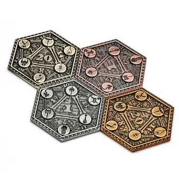 Cusdie 4 pezzi monete in metallo D20 monete antiche 45 mm placcate in metallo per giochi da tavolo RPG D&D giochi da tavolo Fumble critici novità