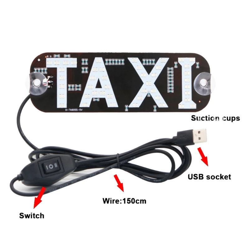 

Taxi LED Car Windscreen Cab Indicator Lamp 12V USB Taxi Sign Bulb 2 Colors Windshield Taxi Guiding Lights with Switch