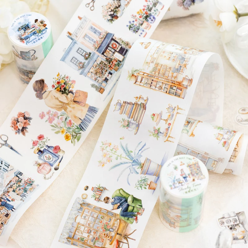 Mr Paper 2rolls Bits and Pieces Everyday 시리즈 Washi 다이 컷 풍경 테이프 DIY 핸드북 재료 콜라주 달력 일기 카드