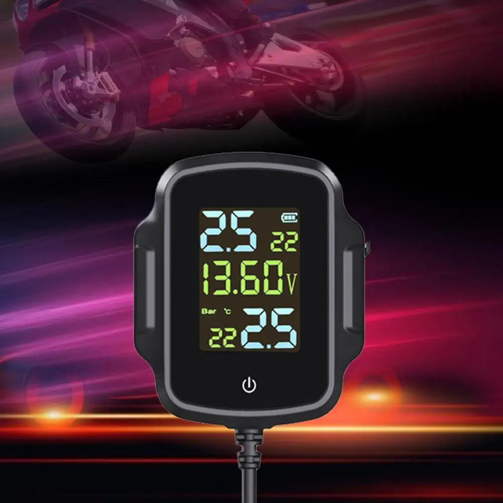 

TPMS Motorcycle Tire Pressure Monitor QC3.0 Fast Charging Tire Monitoring USB Real Alarm Time Temperature Output Pressure S R8V5