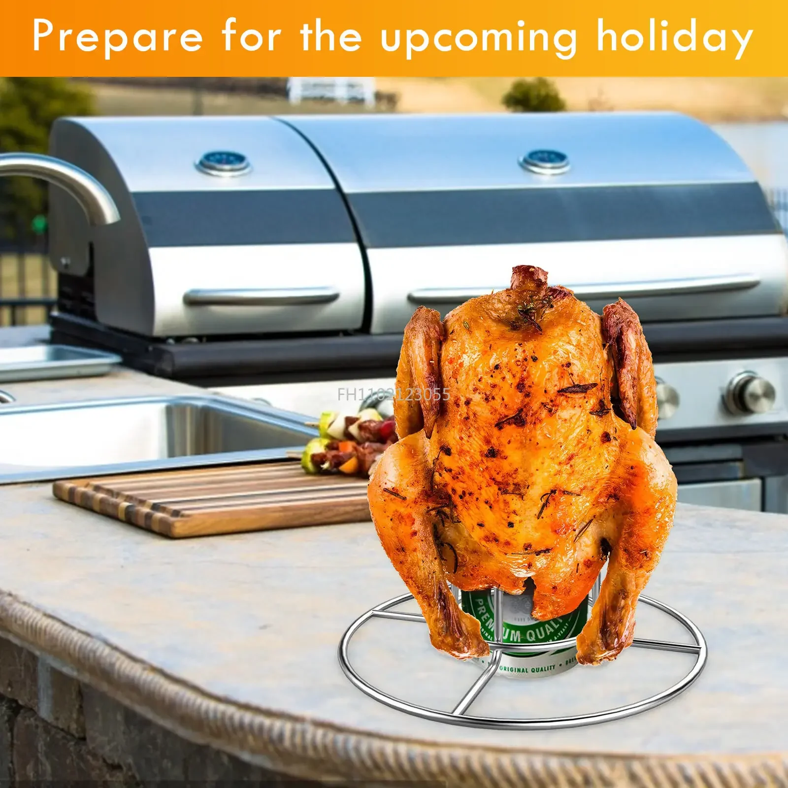 Beer Can Chicken Roasting Stand Stainless Steel Turkey Roaster Holder Vertical Chicken Stand for Camping Picnic Grill Accessory