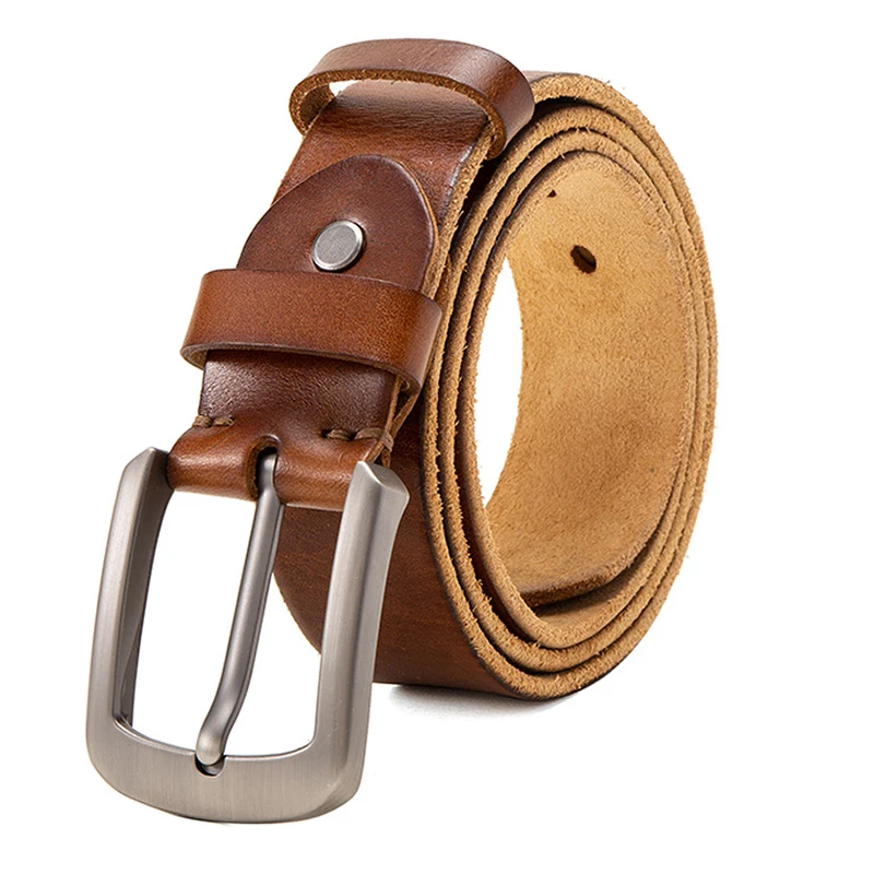 High Quality Genuine Leather Belt for Man Luxury Cowskin Fashion Casual Vintage Pin Buckle Cowhide Belts Male Jeans Accessories