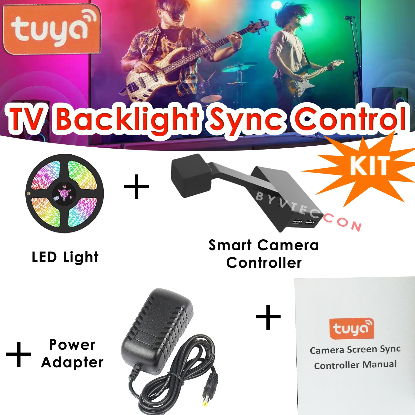 RGBIC New TV LED Backlight Strip USB HDMI Sync Box Controller to Screen Game Music with Smart Tuya Camera PC Ambient Light Kit