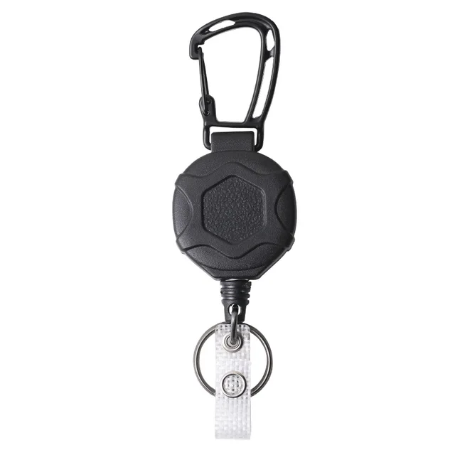 Retractable Badge Holder Heavy Duty Carabiner Keychain Tactical ID Card