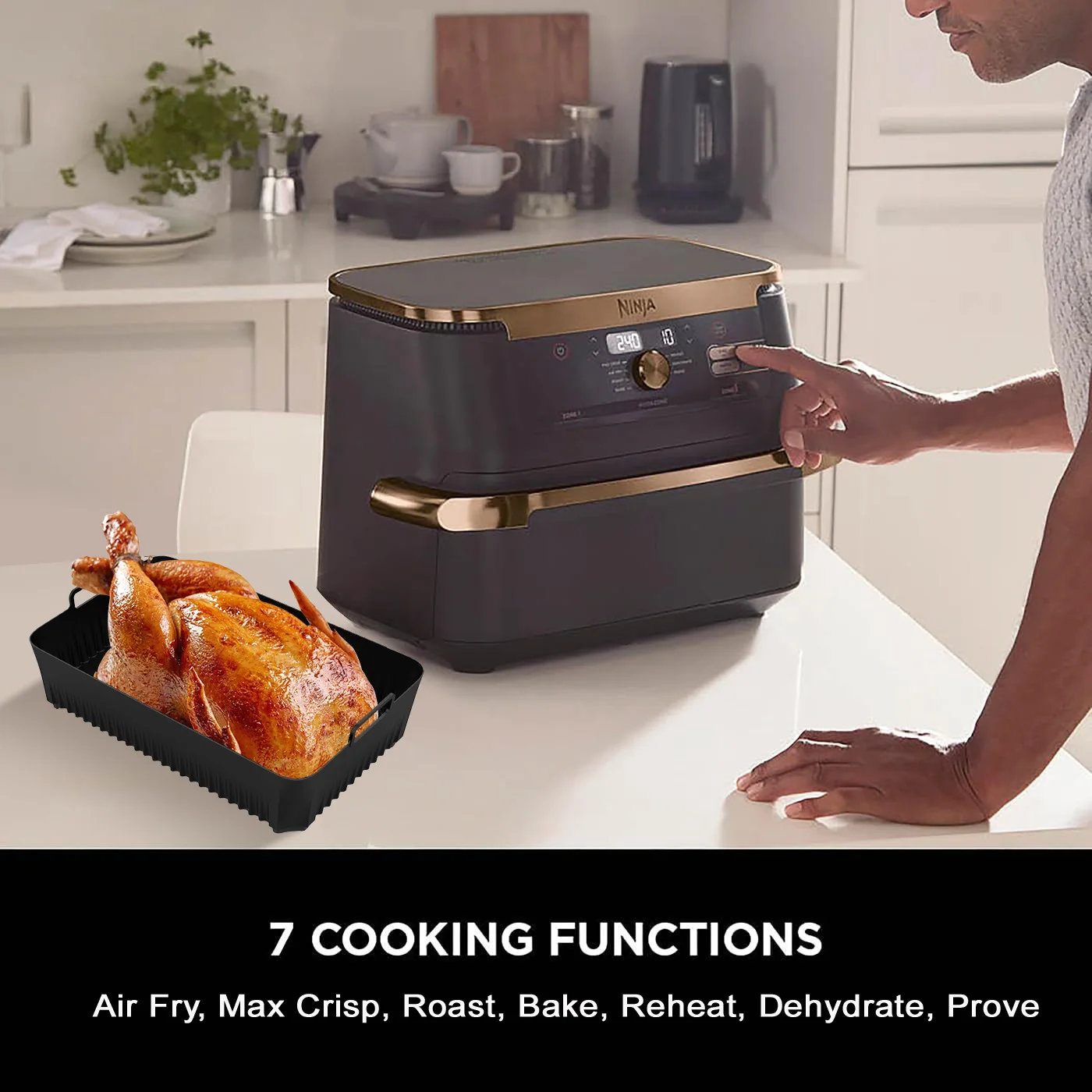 Fodere in Silicone per Friggitrice ad Aria Rettangolari per Ninja DZ071/AF500UK - Foto 4 di 37