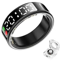 LED Display Screen Smart Ring for Heart Rate Oxygen Sleep Monitoring Multi Sports Modes Waterproof Bluetooth Women Healthy Rings