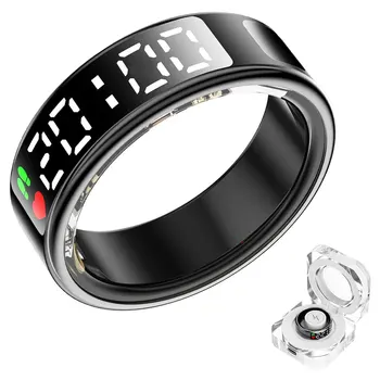 LED Display Screen Smart Ring for Heart Rate Oxygen Sleep Monitoring Multi Sports Modes Waterproof Bluetooth Women Healthy Rings 1