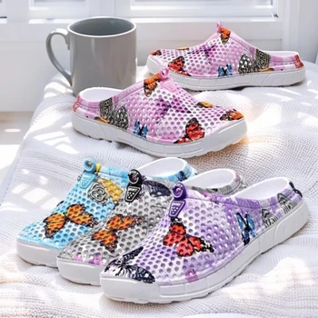 Step into a pastoral dream and bloom with sweet charm! Women's butterfly-printed clogs, with lightweight design and dreamy print 1