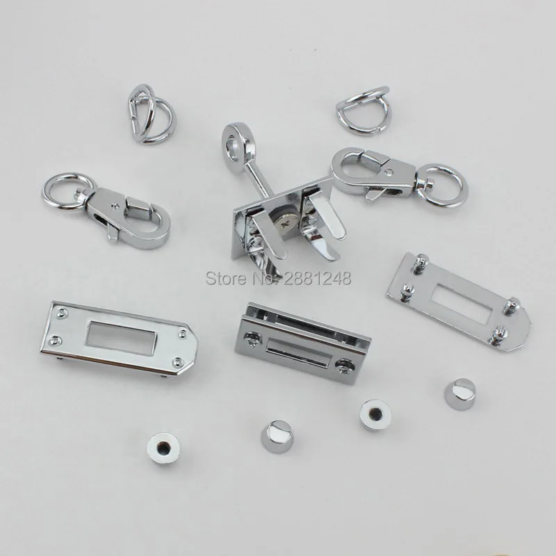 New Small Rectangle Eyelets Lock Hanger For Bags Hardware Wholesale Fashion a set of Locks Fittings Woman Bag Handbags Purse