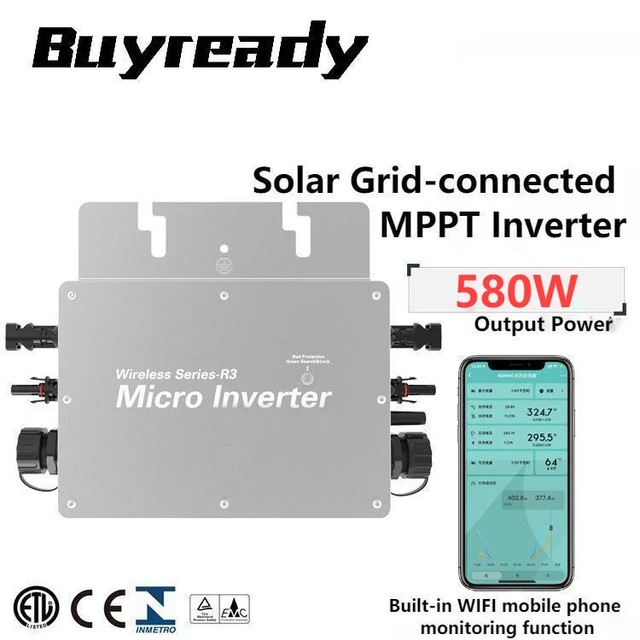 USEBEM Micro-Onduleur Solaire 600/800W,Micro-Onduleur CC à AC  110/220V,Onduleur éTanche Ip65,Onduleur Solaire MPPT,Alliage D'Aluminium  WiFi