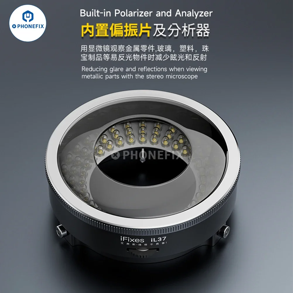 Microscope Lamp Polarized Ring Lights Ultra-bright 96 LED Anti Glare for Phone Soldering Repair Lab illuminators