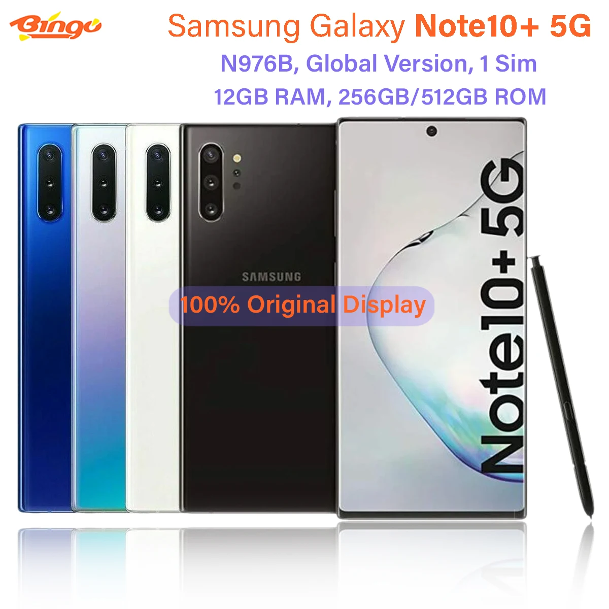 Samsung Galaxy Note10+ Note10 Plus 5G N976B 256GB Global Version 6.8" Octa Core 12GB RAM Exynos 9825 Original Cell Phone