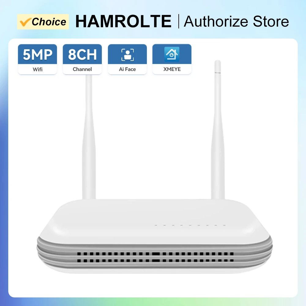 Network video recorder Wifi NVR Mini 8CH 5MP XMeye WIFI for wireless security system TF card slot face detection P2P H.265