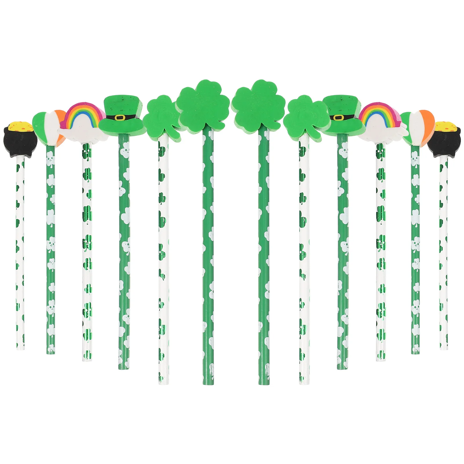 

12 Pcs Eraser Child Animal St Patricks Day Party Favors Wood Household Pencils