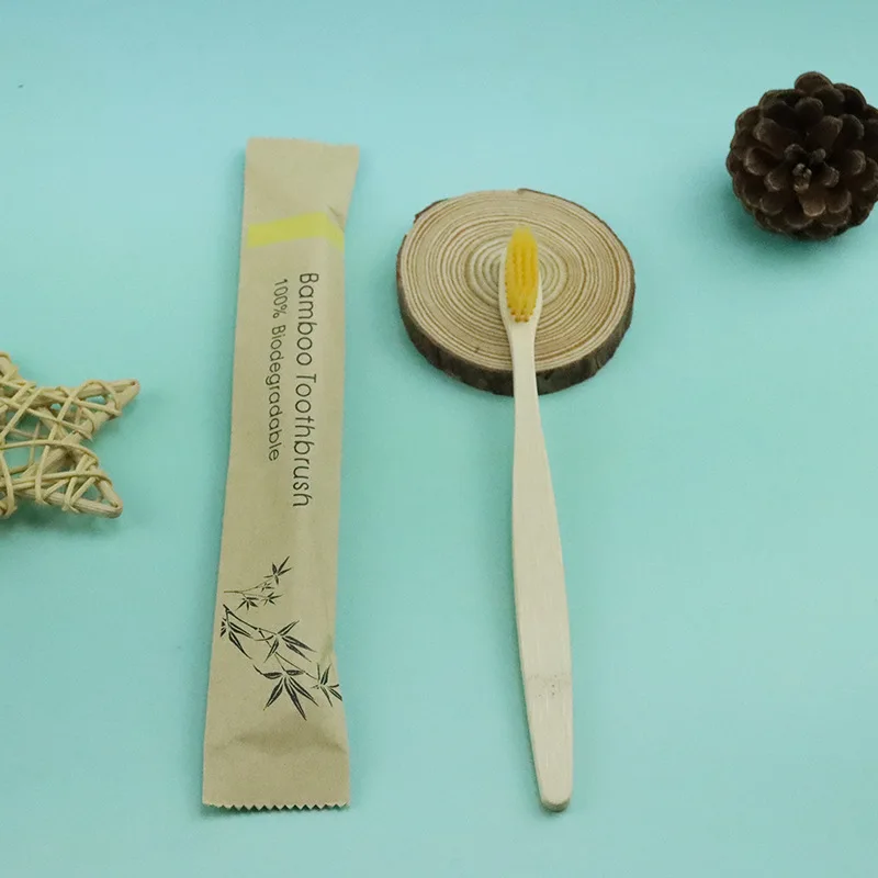 Eco-Friendly Bamboo Toothbrush Set with Custom Engraving - 100-Pack of Reusable Wooden Soft Brushes