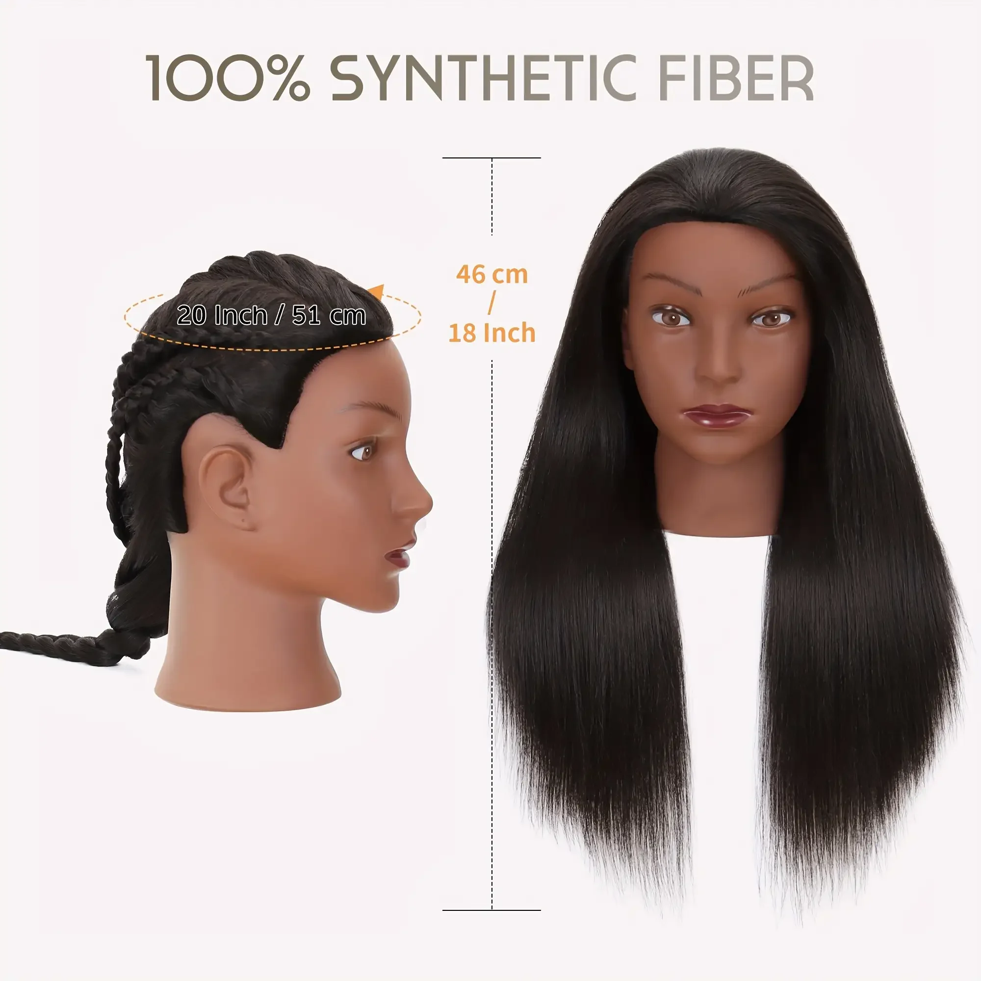 Mannequin Head With 100% Synthetic Hair Perfect For Hair Styling Training Manikin Cosmetology Doll Head With Table Clamp Holder