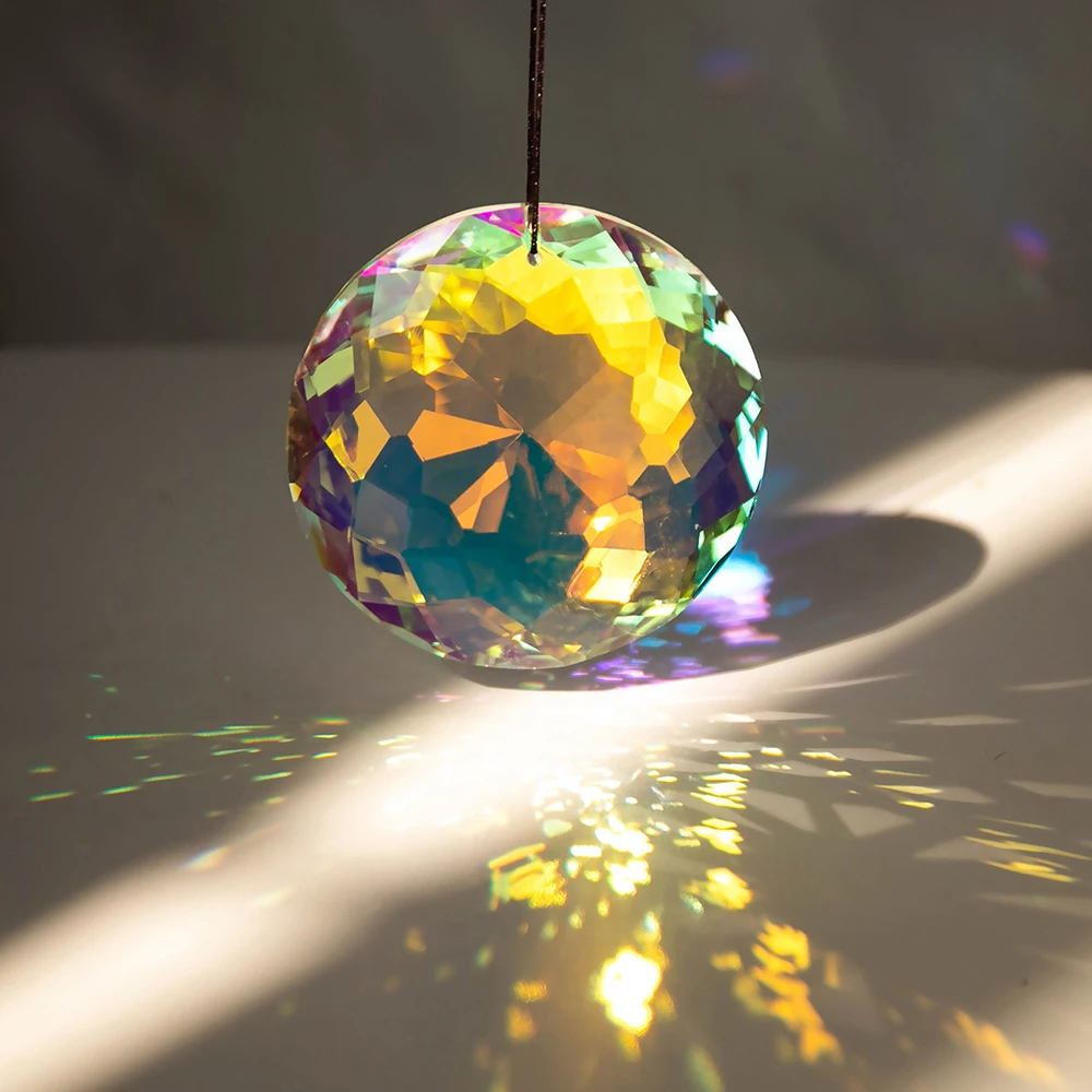 60mm Mandala Suncatcher Crystal Prisms Hanging Flower Faceted Glass Chandelier Pendant Light Rainbow Catcher Home Garden Decor sun catcher crystal pendant sun catchers