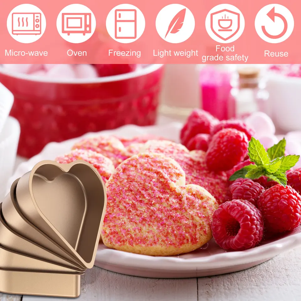 20 Stück Rosa Herz-Kuchenformen Aus Silikon – 10,2 Cm, Antihaftbeschichtet Für Muffins & Pralinen