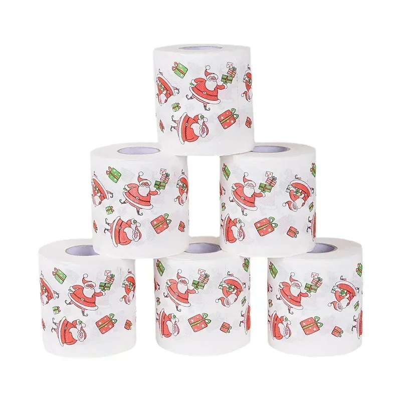 1 Roll Home Decoration Merry Xmas Toilet Paper Christmas Pattern Series Printed Disposable Toilet Paper For Party disposable toilet paper