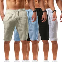 Men's Cotton Linen Shorts Pants Male Summer Breathable Solid Color Linen Short Trousers Fitness Streetwear S-3XL 1