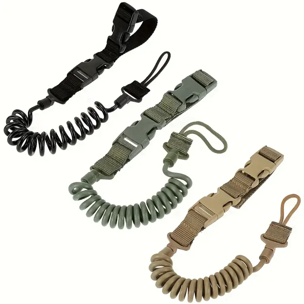 Elastic lanyard rope Multi purpose Spring Lanyard Outdoor Wear Resistant Elastic Key Chain Safety Rope Anti Loss Military Tactical Lanyard
