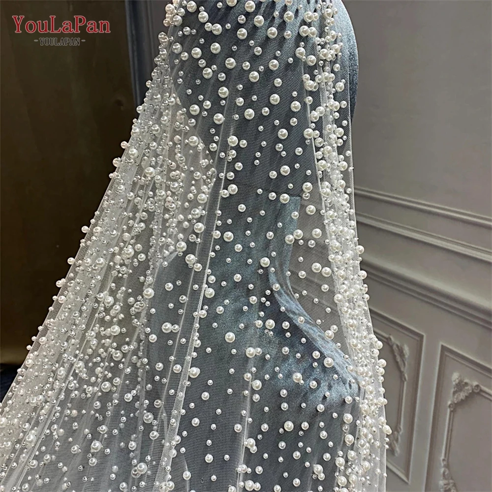 YouLaPan V139 Luxury Pearl Bridal Veil 3 M Long Wedding Veil Cathedral  Bead Bridal Veils Delicate Beaded Veil for Brides