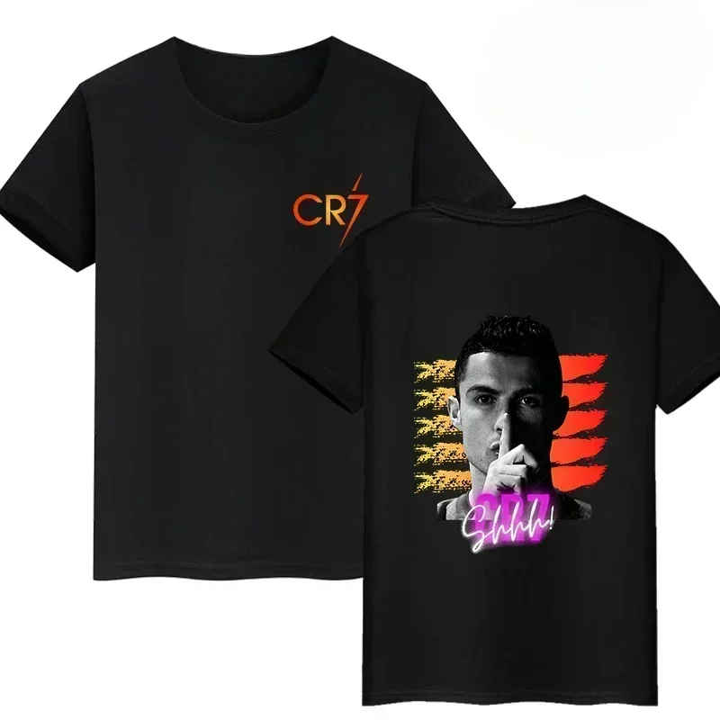 여름 축구 스타 크리스티아누 호날두 코튼 아동 티셔츠 브랜드 스포츠 양면 프린트 캐주얼 키즈 의류 반팔 상의 남아 여아 티셔츠