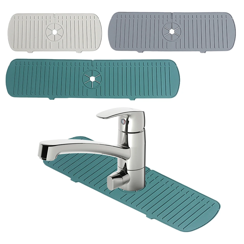 Kitchen Silicone Faucet Mat Anti-Splash Faucet Water Catcher Mat Anti-Slip Sink Splash Guard Water Draining Pad Bathroom Gadgets