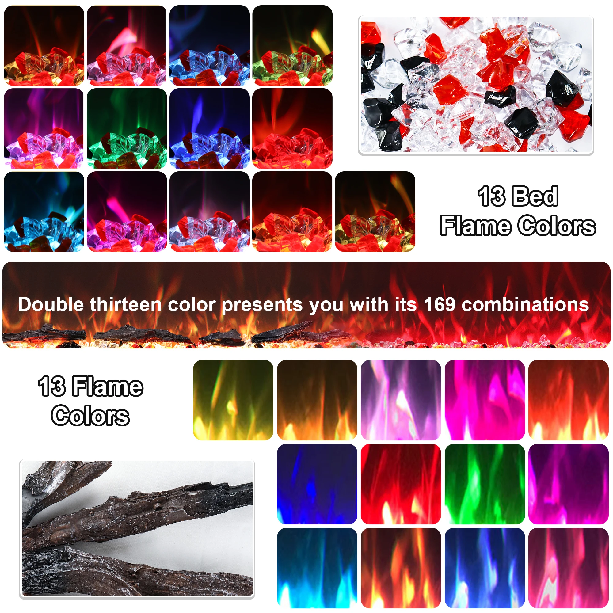 Dreamflame 36"42"50"60"72"80"84"88"Hot Sale Electric Heater Fireplace Indoor 13 Colors Recessed And Wall Mounted Heaters