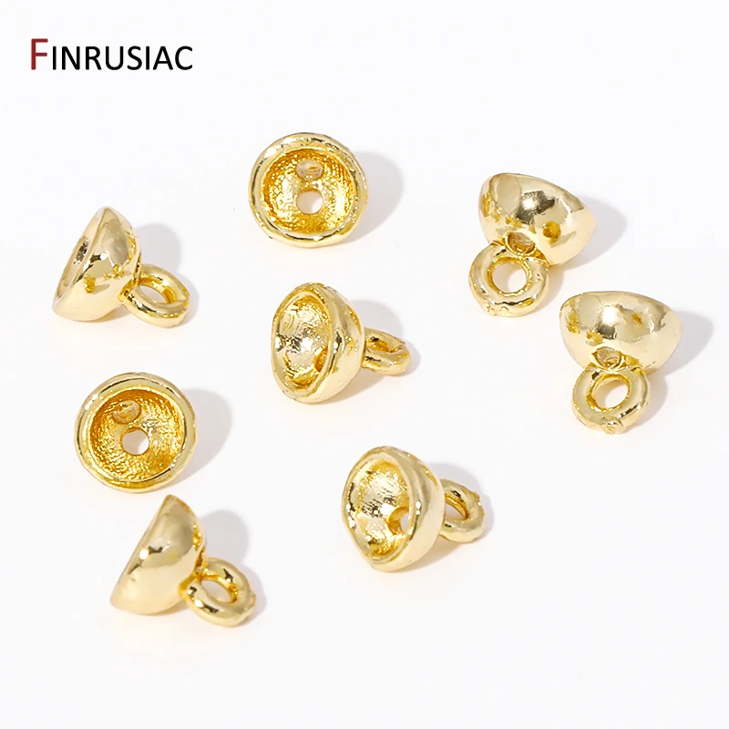 Multi Styles 18 Karat vergoldet Messing Perlen Ende Perlen Kappen Anschluss mit Schlaufe für DIY hand gefertigte Perlen Schmuck machen Fund – Detail 11