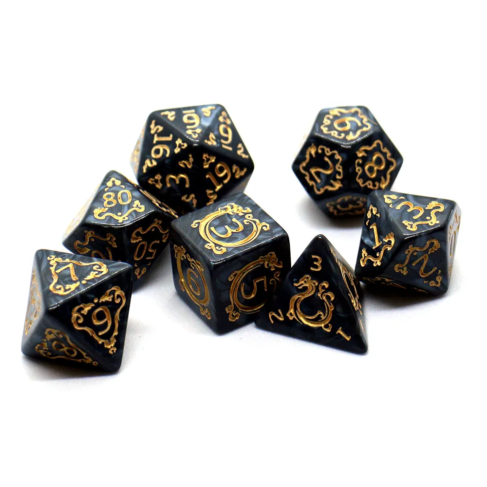 Exquisite Dragon Pattern 7-Piece DND Dice Set - Perfect Gift