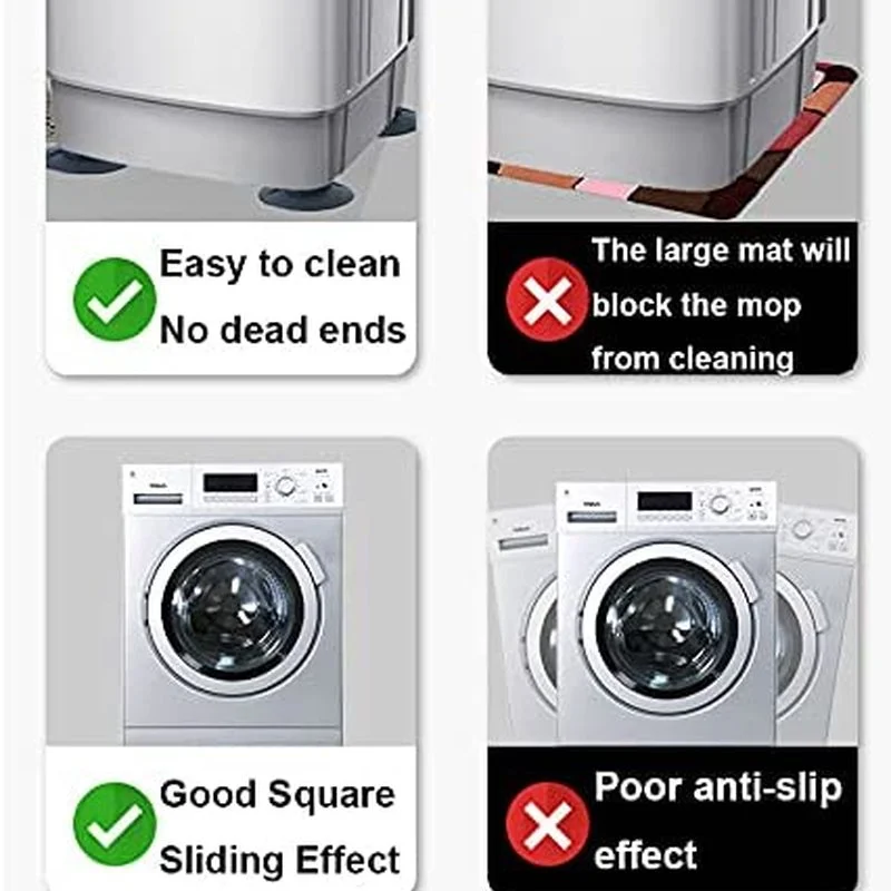4Pcs Washing Machine Feet Pads Floor Mat Rubber No-slip Shockproof Refrigerator Office Chair Furniture Protector Roller Feet Mat