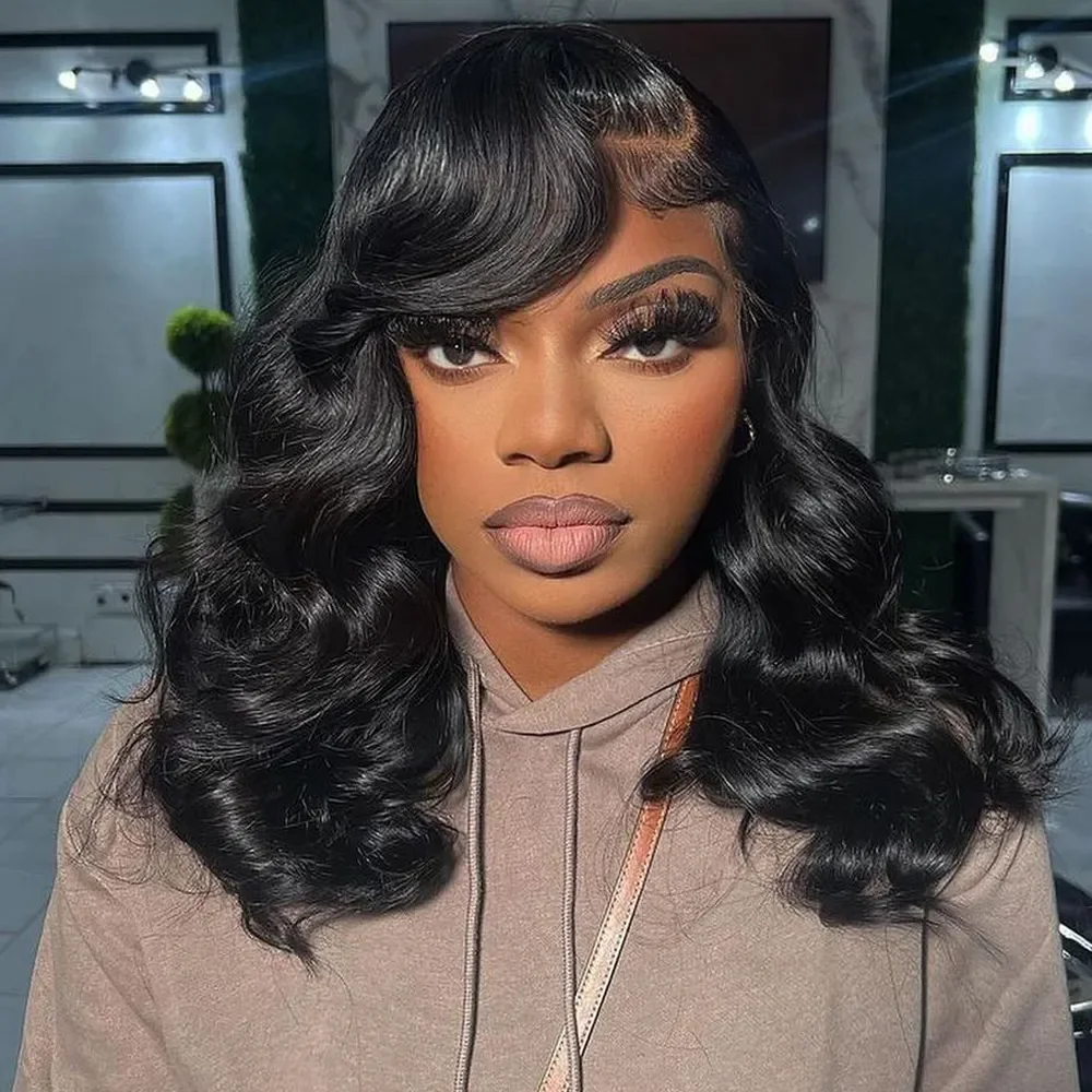 Short Bob Human Hair Wig 13x4 Body Wave 180% Density Lace