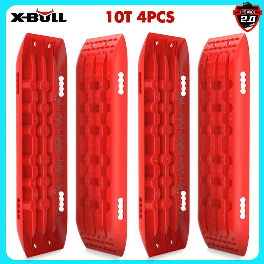 X-BULL Recovery Tracks Gen 2.0 10T Sand Mud Snow 2 Pairs Offroad 4WD for X4 2PC 91CM Red