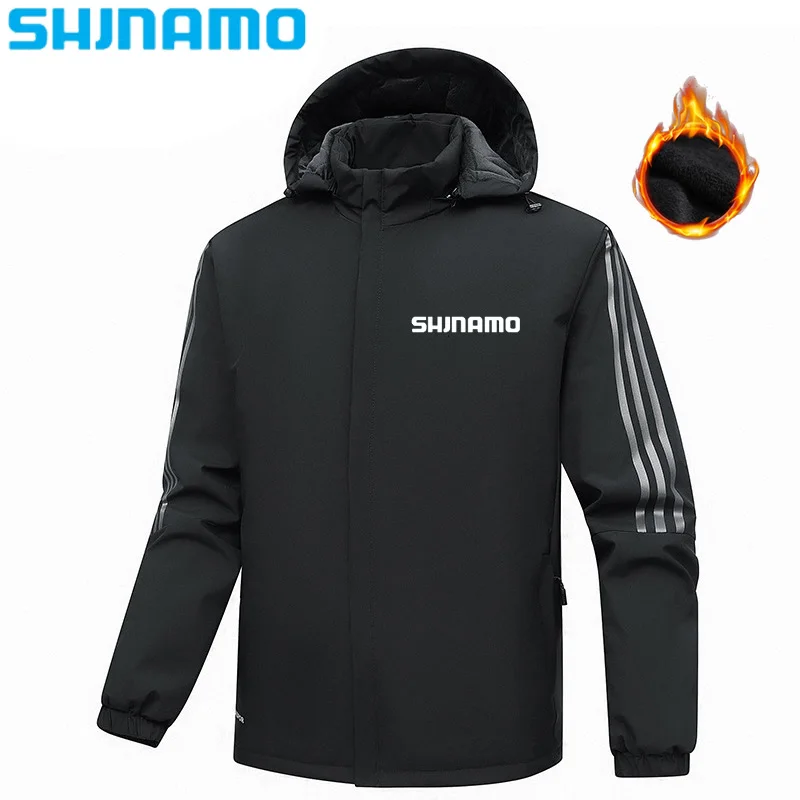 

Autumn and Winter New Men's Coat Hooded Plush Thickened Fashion Jacket Outdoor Windproof Warm Fishing Suit Cold Resistant Coat