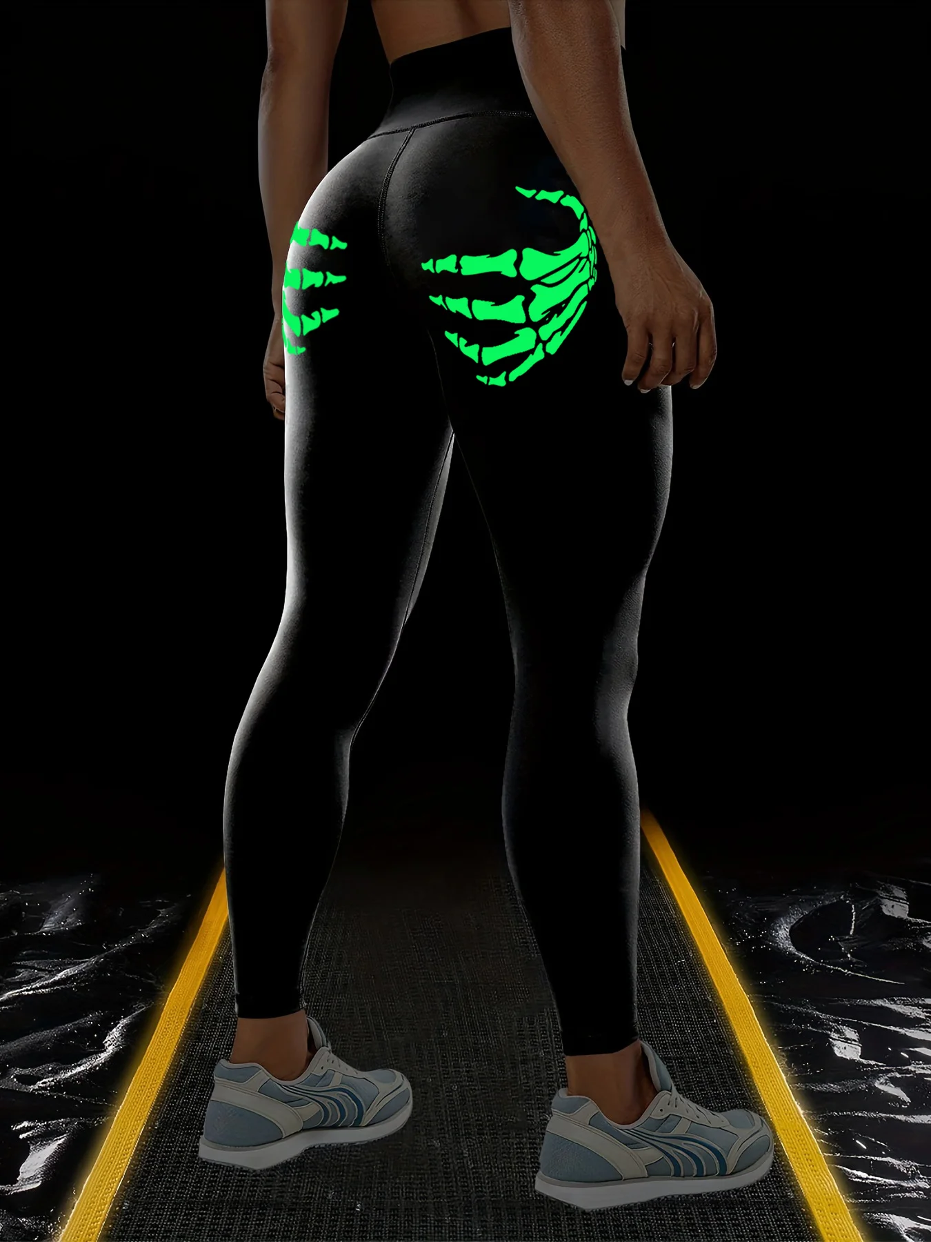 Halloween Plus-size Fluorescent Green Claw Yoga Pants Outdoor Sports Running Fitness Pants High-waisted Bodycon Yoga Wear