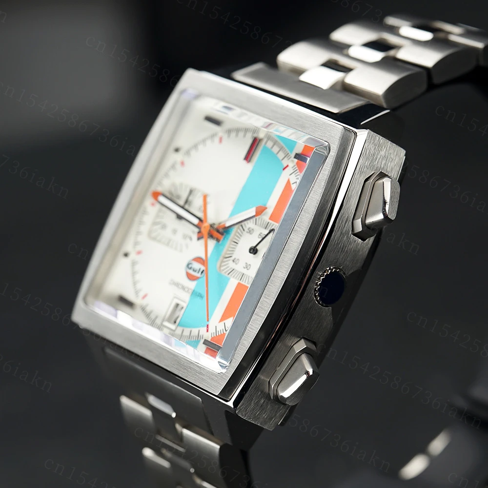2022 Fashion New Square Color Bar 37mm Men's Leisure Sports Sapphire Mirror Stainless Steel Material Waterproof Quartz Watch