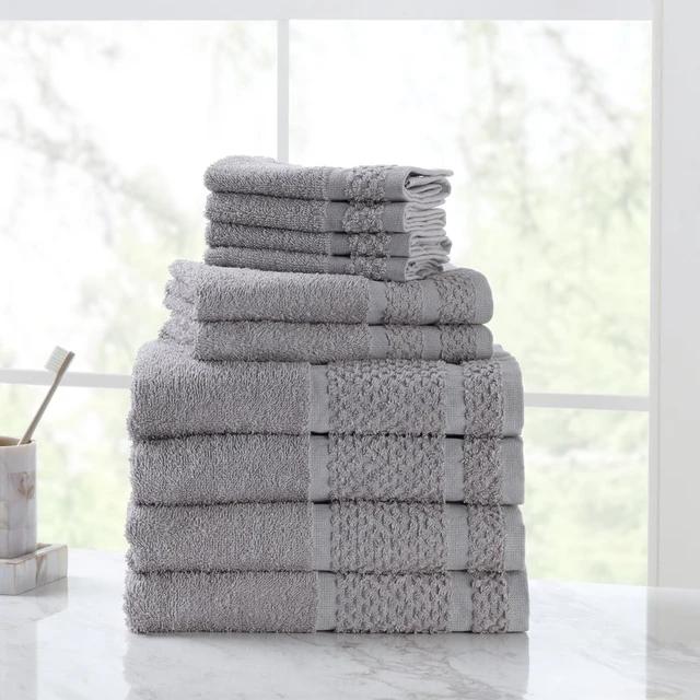 Mainstays Solid Adult 6-Piece Bath Towel Set, School Grey 