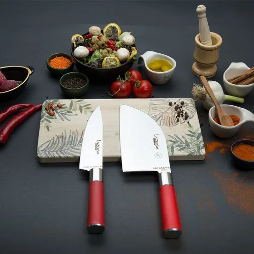 Lazbisa Kitchen Knife Set Meat Bone Vegetable Bread Fruit Chef Red Craft Series (Almazan-Chef No 2) | Дом и сад