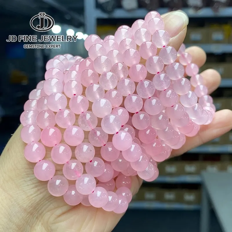 Natural Stone Pink Quartz Crystal Amethyst Fluorite Beaded Bracelets Women Sweet Reiki Healing Energy Strand Bangles Jewelry