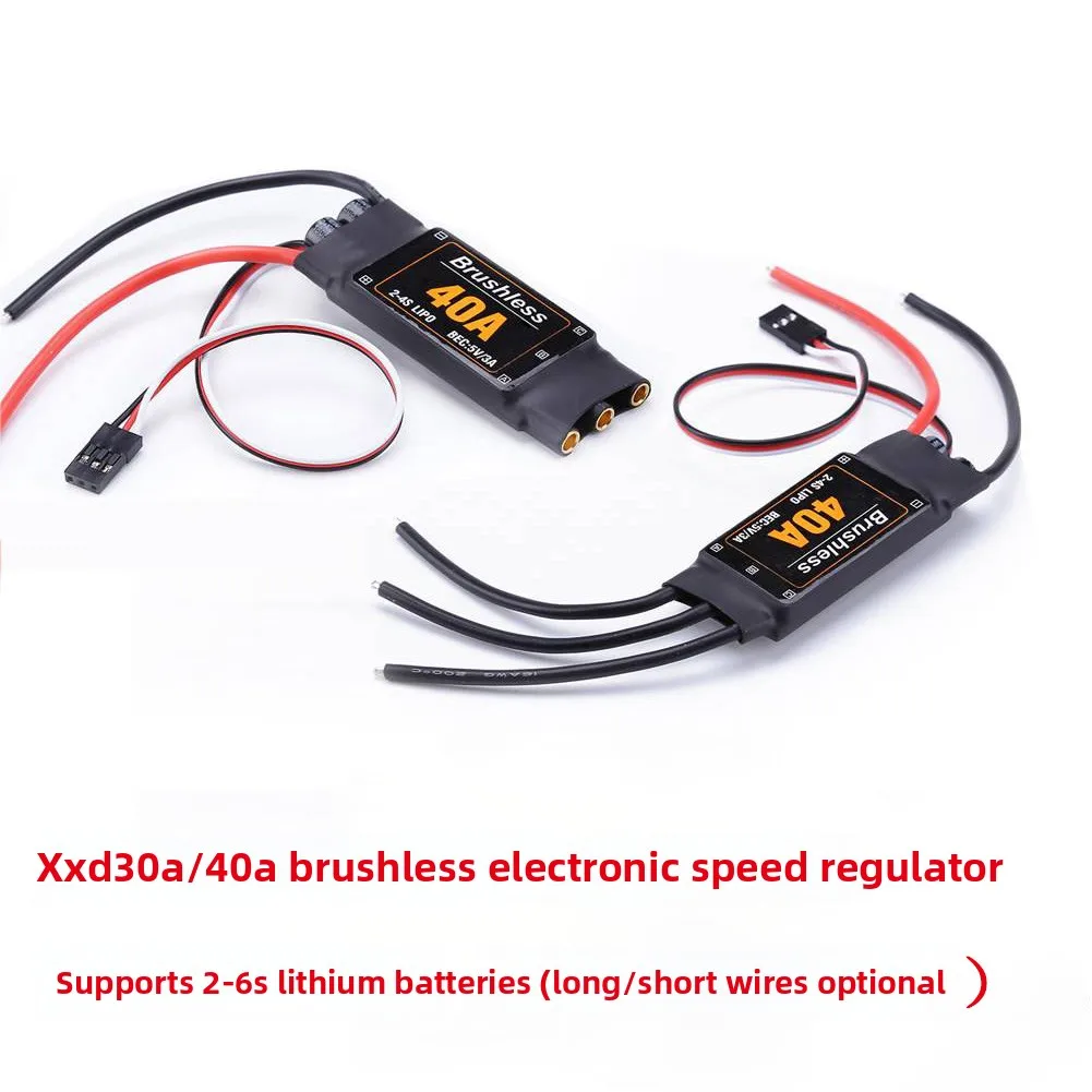 ESC Brushless 30A/40A 2-6S pour RC drone voiture bateau monté sur un châssis de drone, prêt à l'emploi.