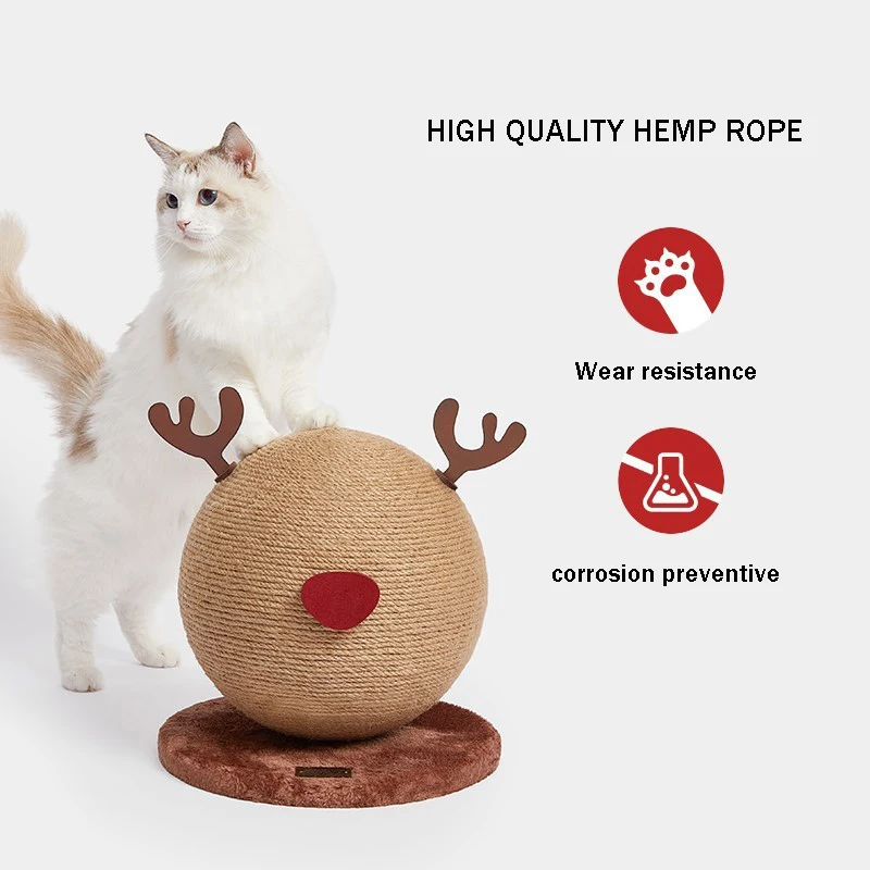 

New Hot Selling Christmas Tree Elk Kitten Claw Ball Cute Pussycat Claw Grinder Cat Tree Cat Claw Plate Christmas Decoration