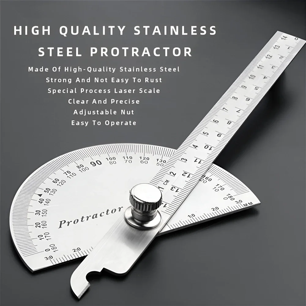 Digital Angle Protractor Angle Protractor Angle Measuring Tool 1PC Protractor Angle Ruler Stainless Steel Goniometer Dividing Gauge Angle Ruler 180 Degree Semi Circular Carpenter 14cm