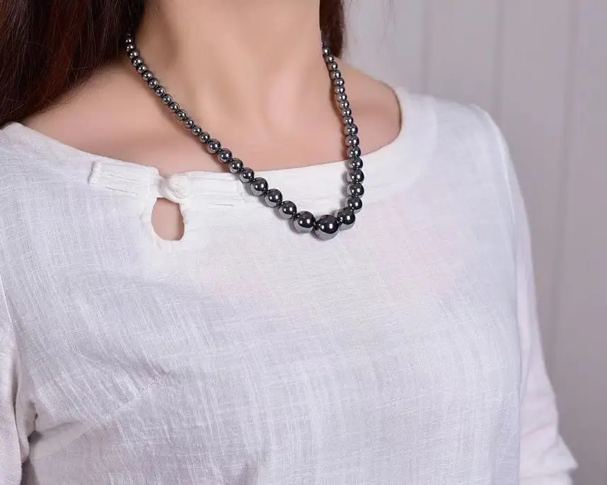 Natural Stone Necklaces Terahertz Bead Crystal Women Silver Color Chain Necklace Jewelry Reiki Healing Gift