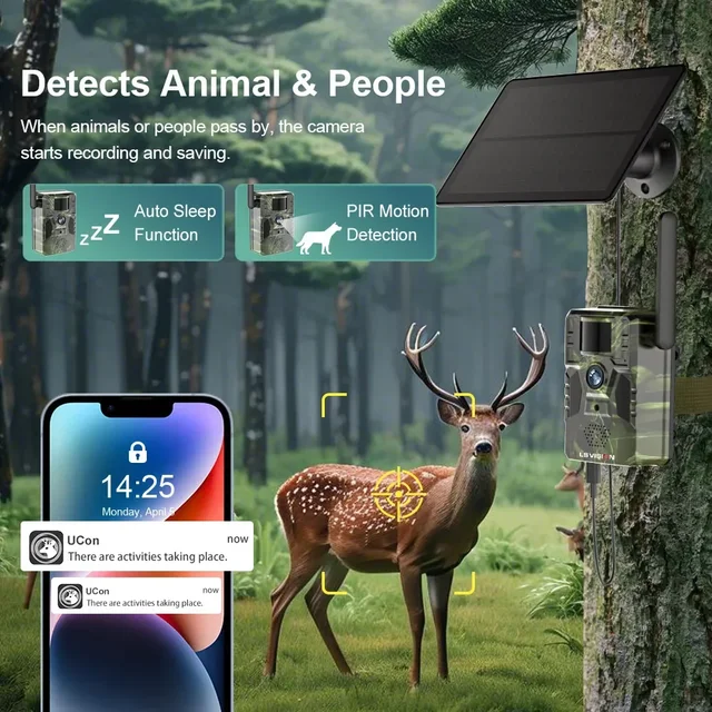 LS VISION 4MP 4G Trail Camera With Solar Panel GPS PIR Motion Detection IP66 Battery Hunting Wild Camera IR Night Vision Forest 2