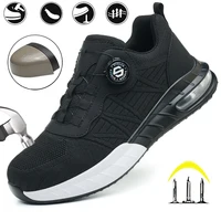 Men's Steel Toe Safety Shoes Anti Smash & Anti Puncture  Lightweight Work Fashionable And Durable Buttoned Safety Shoes Boots