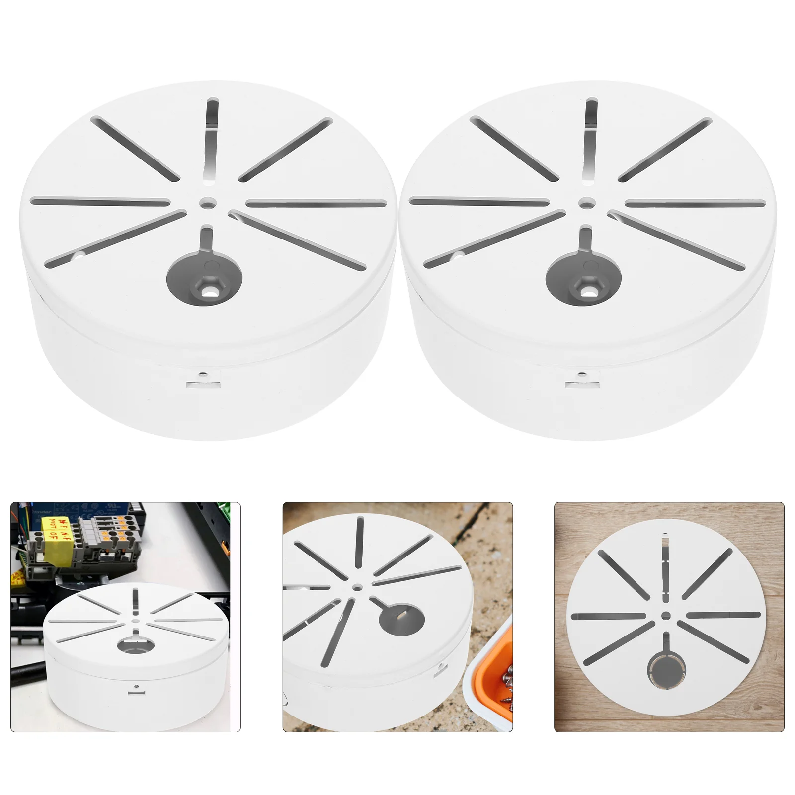 

2 Pcs Hemispherical Hidden Box Camcorder Plug Covers Extension for outside Wire Plastic Outdoor Cable