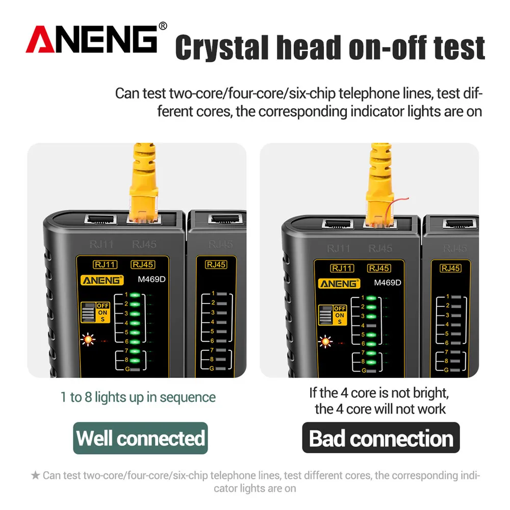 ANENG M469D Cable lan Tester Network Cable Ethernet Tester RJ45 RJ11 RJ12 CAT5 UTP LAN Networking Tool Network Repair